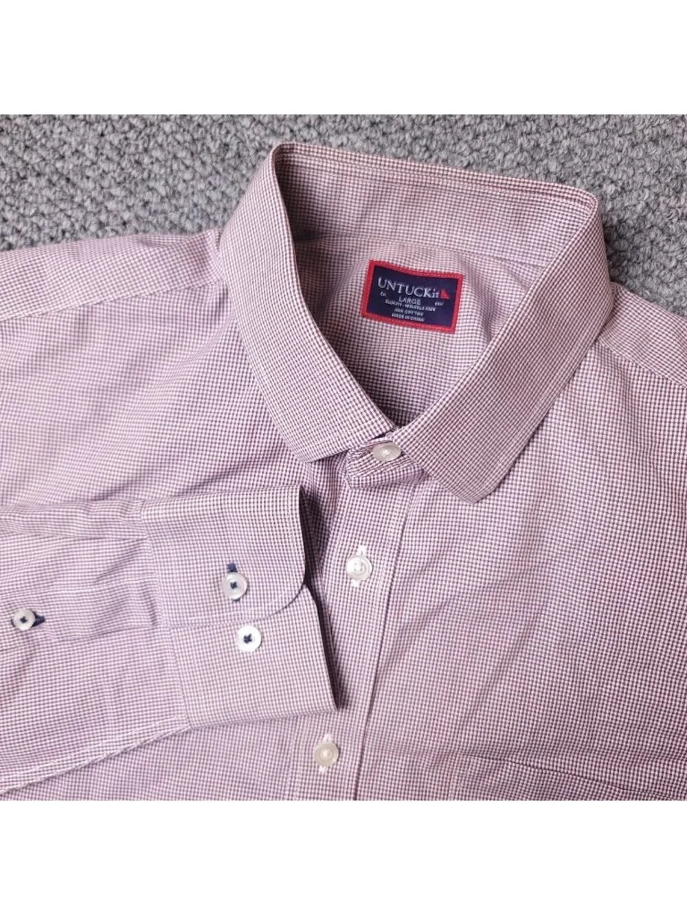 UNTUCKit Garguilo Shirt Mens L Large Slim Maroon Button Long Sleeve Cotton